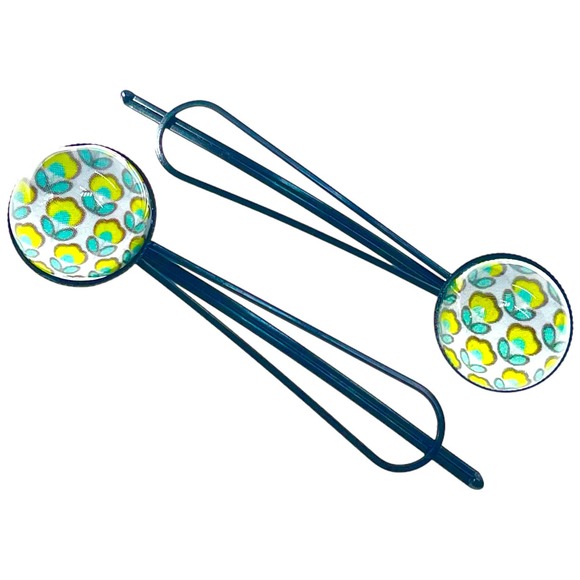 Yellow Tulip Big Hair Pin Pair - Picture 1 of 3